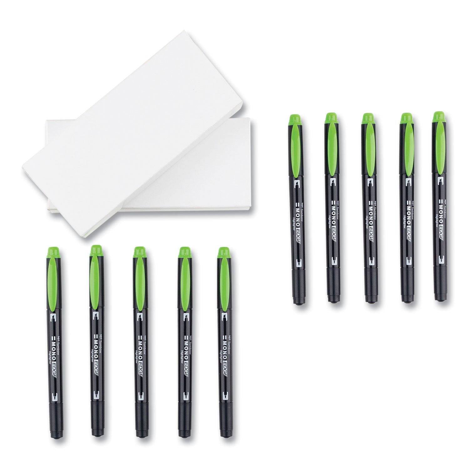 Tombow Highlighters, Yellow Green Ink, Bullet/Chisel Tip, Yellow Green Barrel, 10/Box (56415)