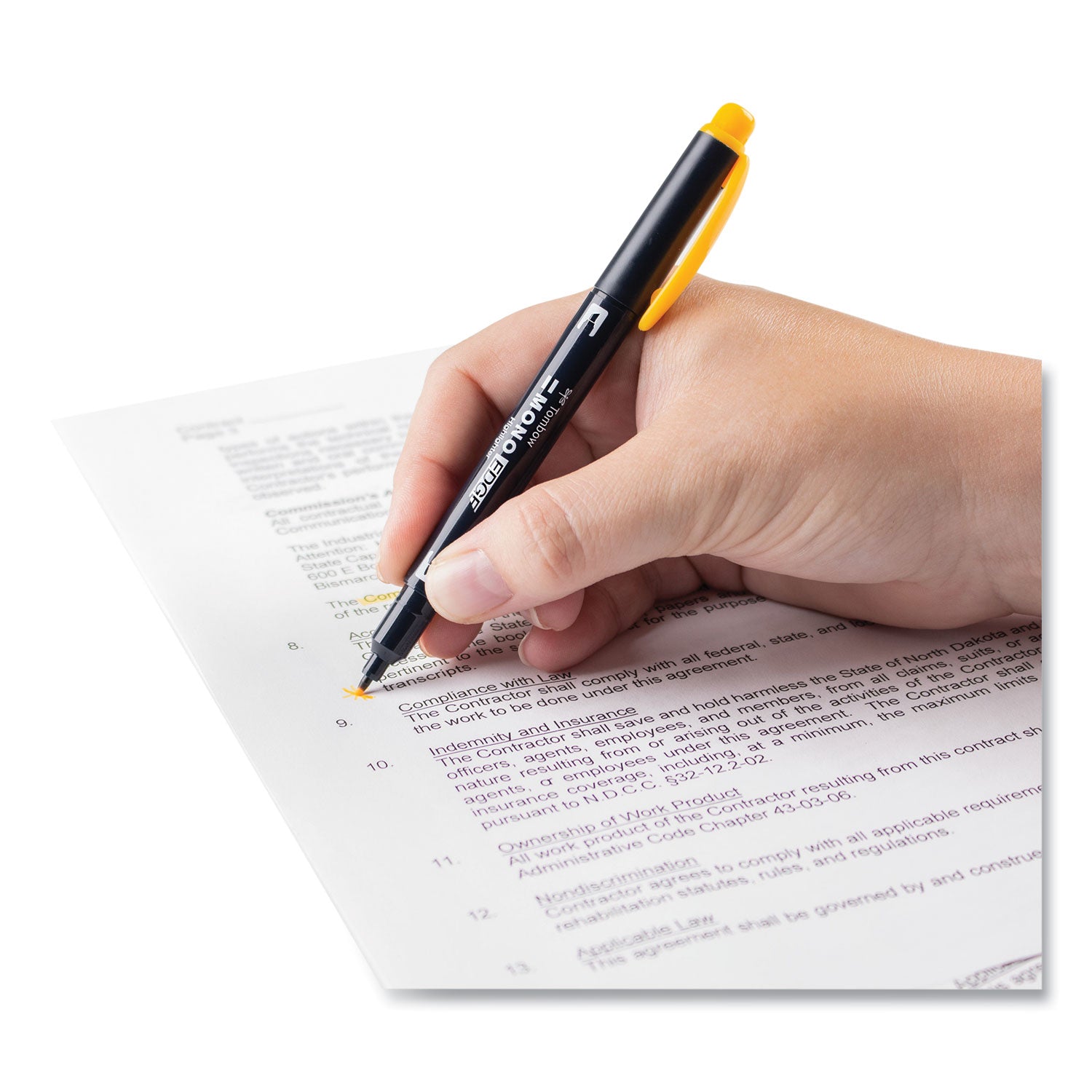 Tombow Highlighters, Golden Yellow Ink, Bullet/Chisel Tip, Golden Yellow Barrel, 10/Box (56410)