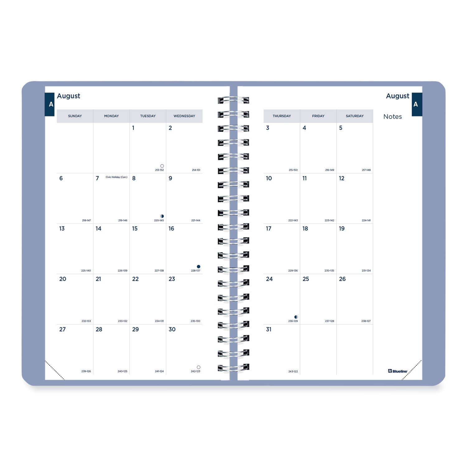 Blueline Academic Daily/Monthly Planner, 8 x 5, Cyan Cover, 12-Month (Aug to July): 2024 to 2025 (CA201F02)