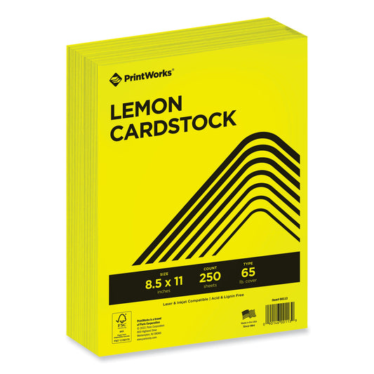 Printworks Professional Color Cardstock, 65 lb Cover Weight, 8.5 x 11, Lemon Yellow, 250/Ream (00113)