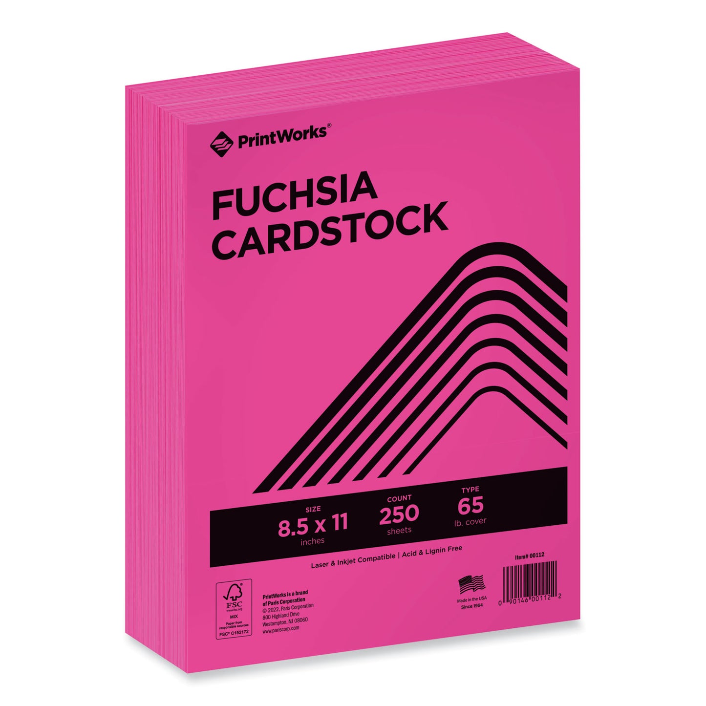 Printworks Professional Color Cardstock, 65 lb Cover Weight, 8.5 x 11, Fuchsia, 250/Ream (00112)