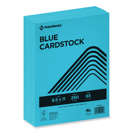 Printworks Professional Color Cardstock, 65 lb Cover Weight, 8.5 x 11, Blue, 250/Ream (00114)