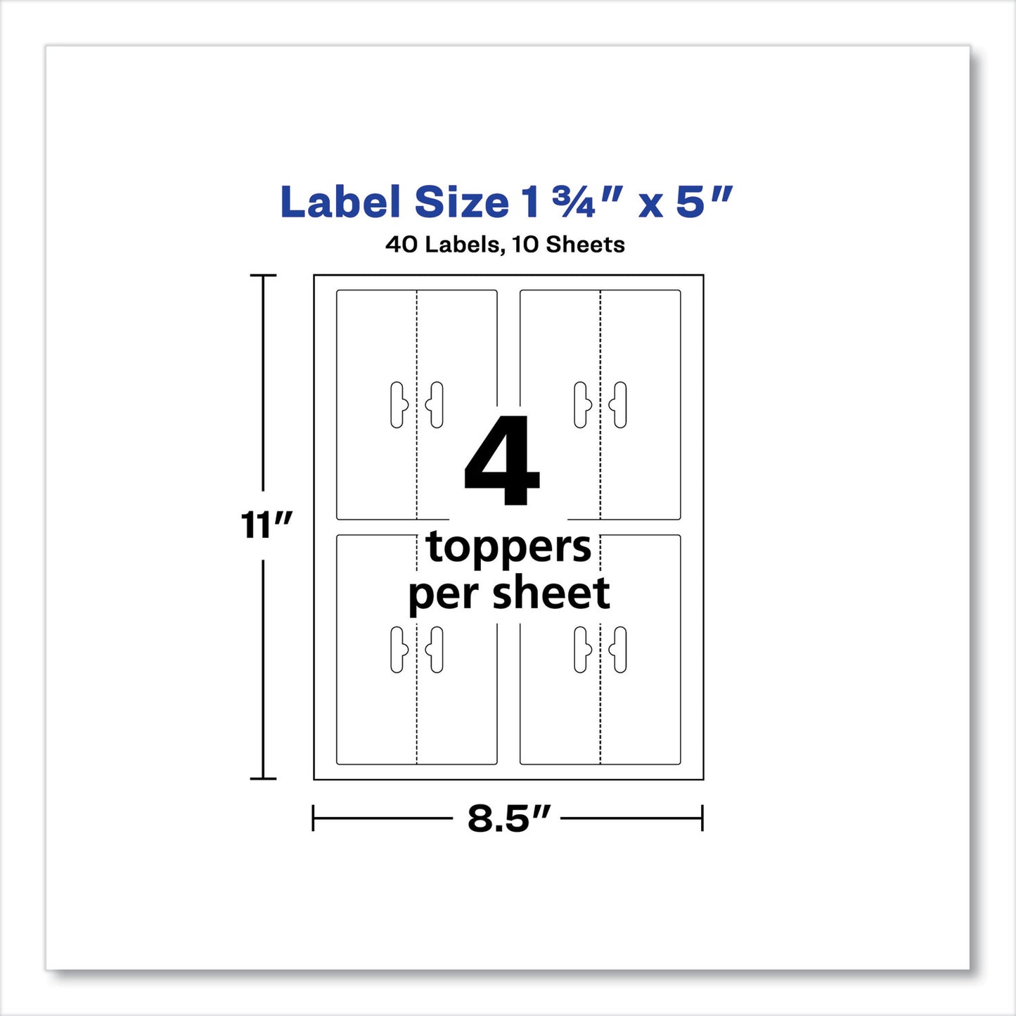 Avery Sure Feed Printable Toppers with Bags, 1.75 x 5, White, 40/Pack (22801)