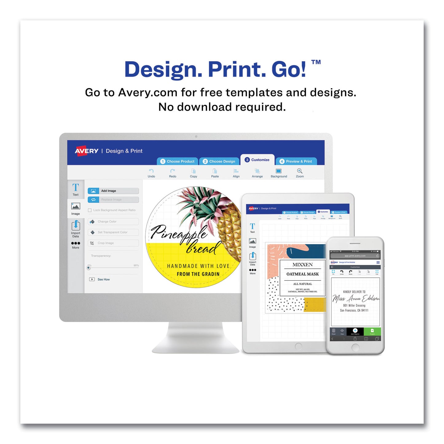 Avery Sure Feed Printable Toppers with Bags, 1.75 x 5, White, 40/Pack (22801)