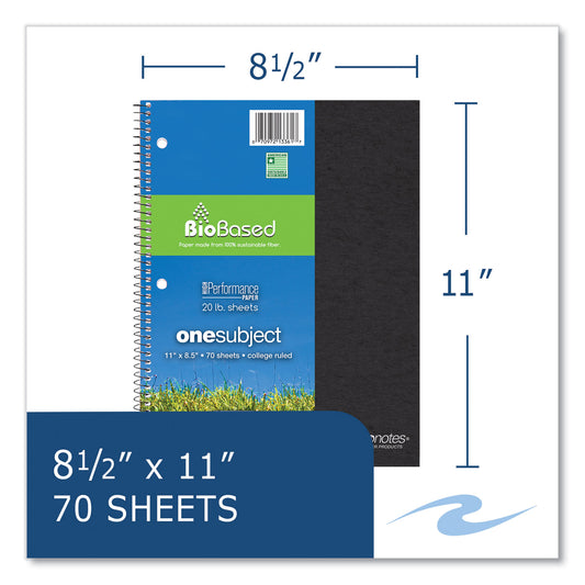 Roaring Spring Environotes BioBased Notebook, 1-Subject, Medium/College Rule, Randomly Assorted Earthtone Cover, (70) 11 x 8.5 Sheets (13361)