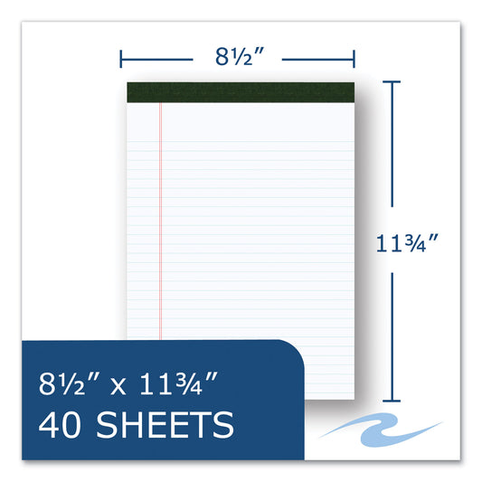 Roaring Spring USDA Certified Bio-Preferred Legal Pad, Wide/Legal Rule, 40 White 8.5 x 11.75 Sheets, 12/Pack (24326)