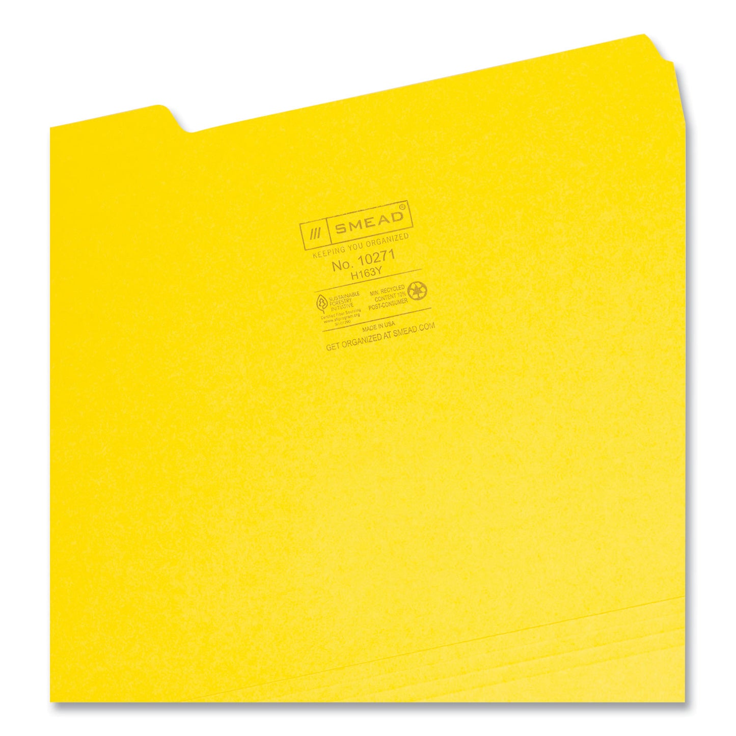 Smead Interior File Folders, 1/3-Cut Tabs: Assorted, Letter Size, 0.75" Expansion, Yellow, 100/Box (10271)