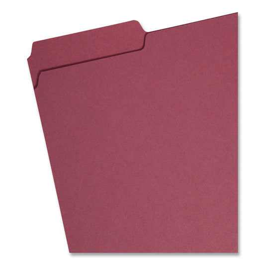 Smead Interior File Folders, 1/3-Cut Tabs: Assorted, Letter Size, 0.75" Expansion, Maroon, 100/Box (10275)