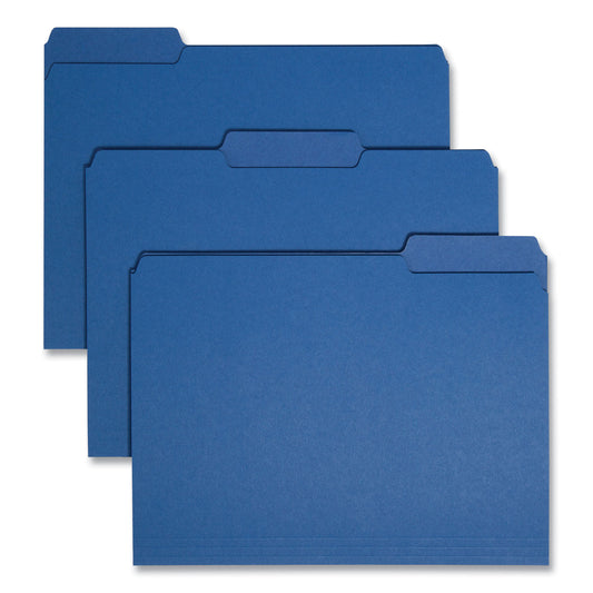 Smead Interior File Folders, 1/3-Cut Tabs: Assorted, Letter Size, 0.75" Expansion, Navy Blue, 100/Box (10279)