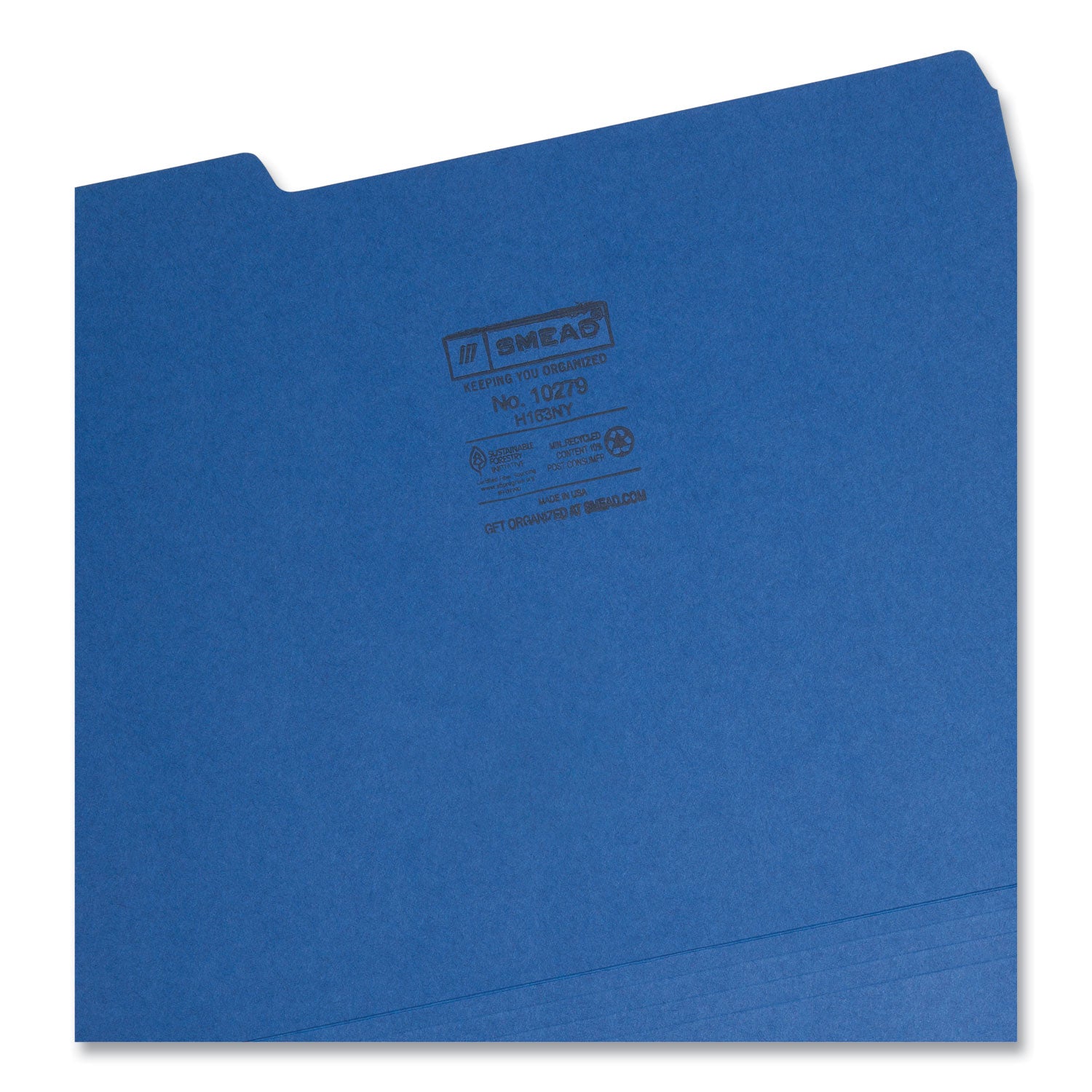 Smead Interior File Folders, 1/3-Cut Tabs: Assorted, Letter Size, 0.75" Expansion, Navy Blue, 100/Box (10279)