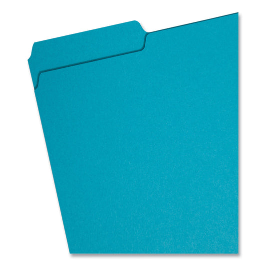 Smead Interior File Folders, 1/3-Cut Tabs: Assorted, Letter Size, 0.75" Expansion, Teal, 100/Box (10291)