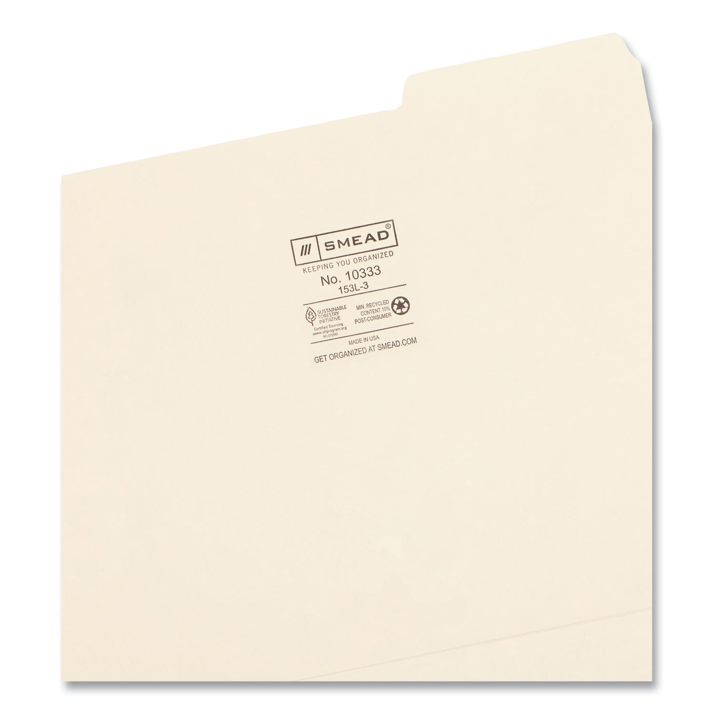 Smead Manila File Folders, 1/3-Cut Tabs: Right Position, Letter Size, 0.75" Expansion, Manila, 100/Box (10333)