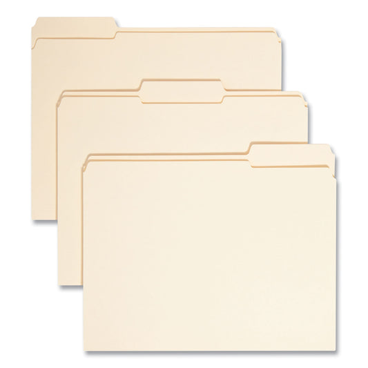 Smead Reinforced Tab Manila File Folders, 1/3-Cut Tabs: Assorted, Letter Size, 0.75" Expansion, 11-pt Manila, 100/Box (10334)