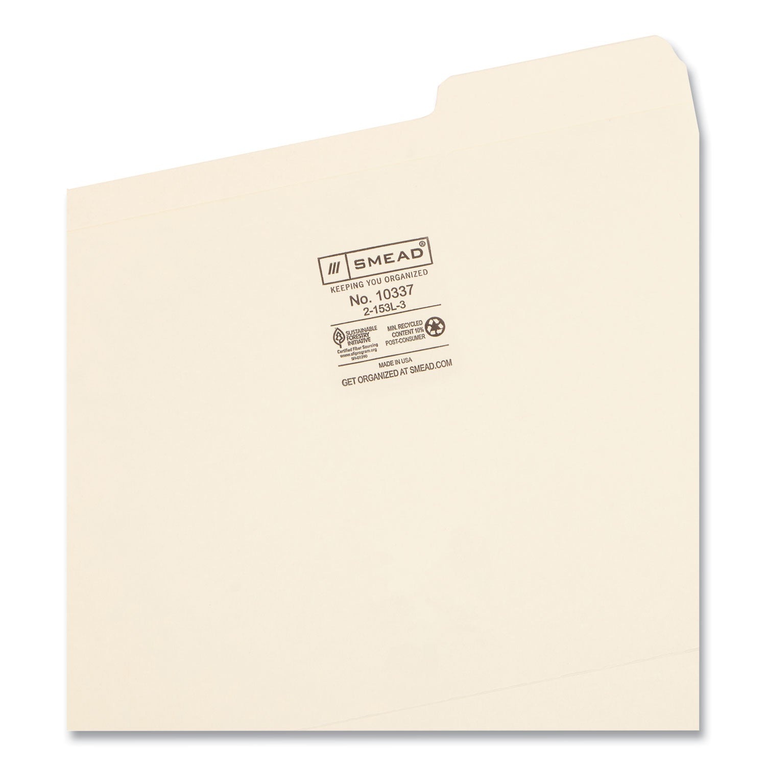 Smead Reinforced Tab Manila File Folders, 1/3-Cut Tabs: Right Position, Letter Size, 0.75" Expansion, 11-pt Manila, 100/Box (10337)