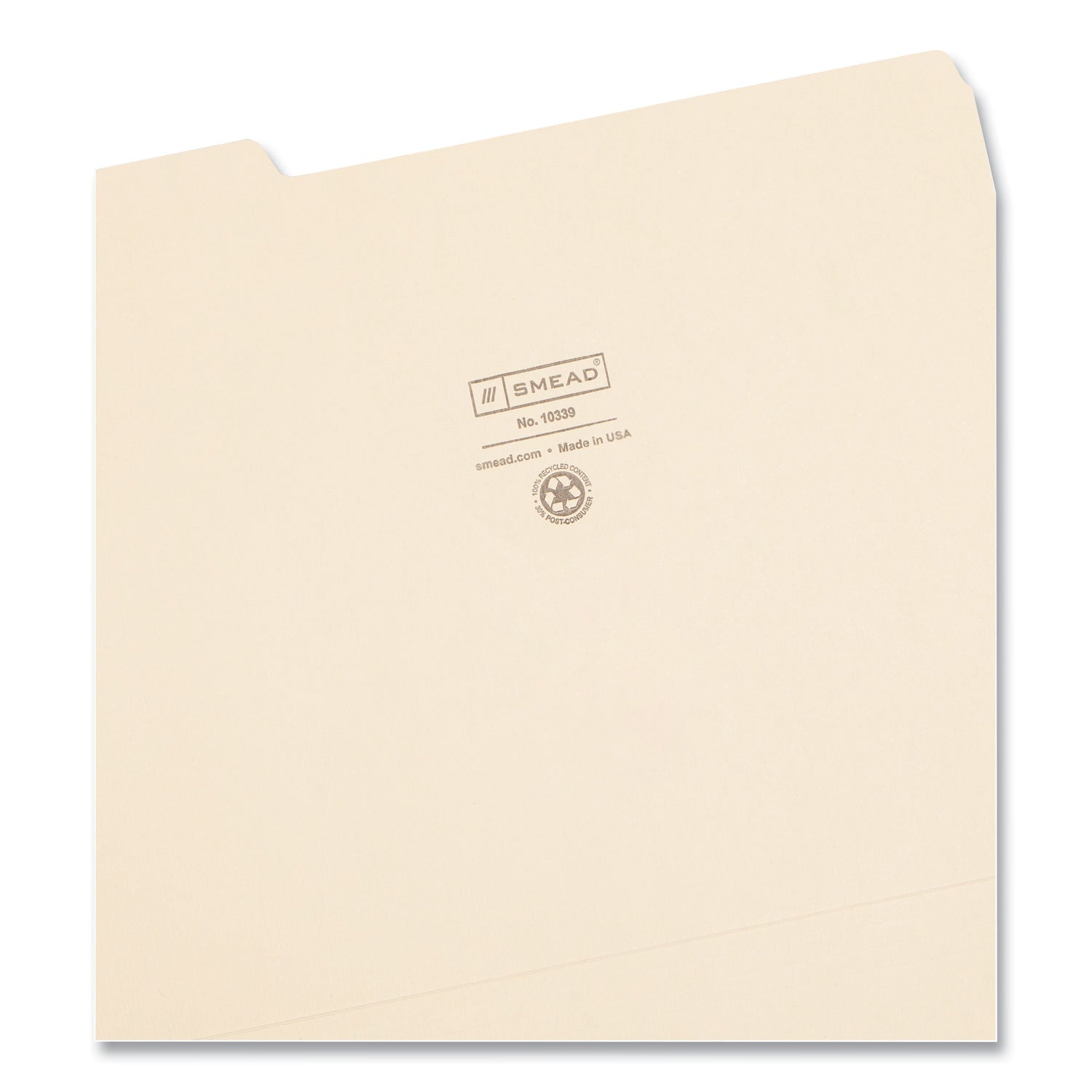 Smead 100% Recycled Manila Top Tab File Folders, 1/3-Cut Tabs: Assorted, Letter Size, 0.75" Expansion, Manila, 100/Box (10339)