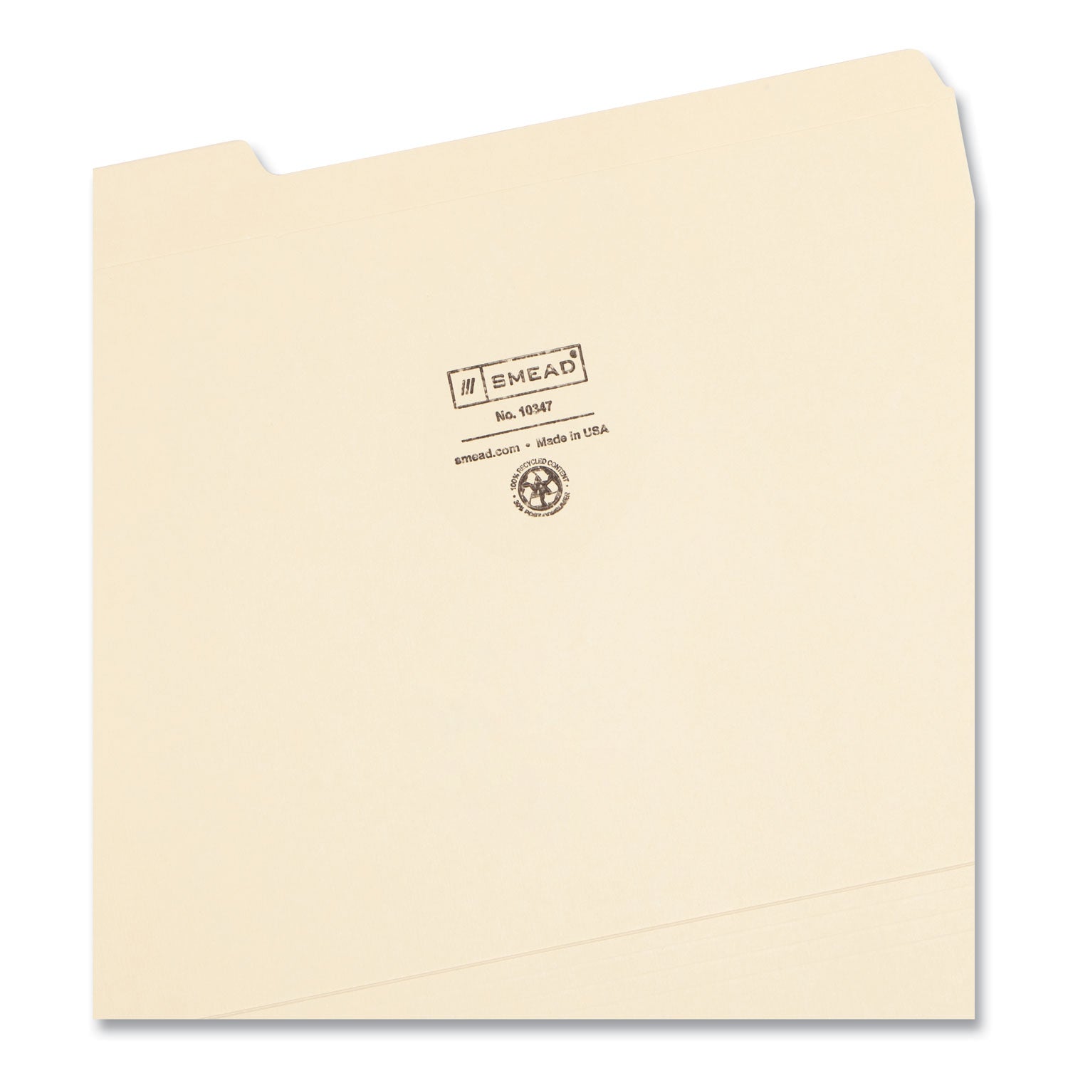 Smead 100% Recycled Reinforced Top Tab File Folders, 1/3-Cut Tabs: Assorted, Letter Size, 0.75" Expansion, Manila, 100/Box (10347)