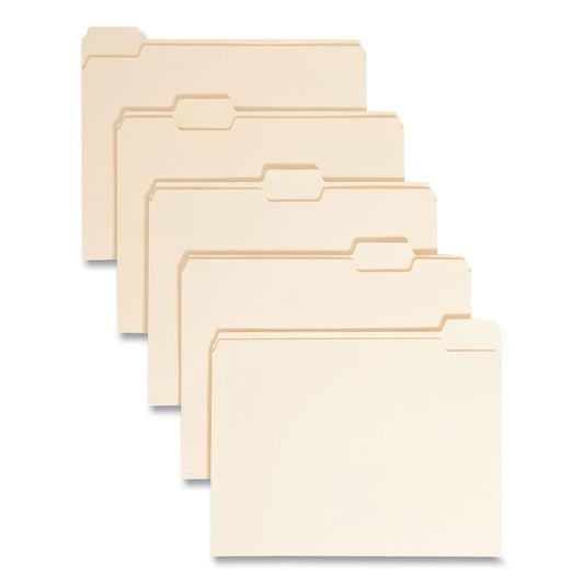 Smead Manila File Folders, 1/5-Cut Tabs: Assorted, Letter Size, 0.75" Expansion, Manila, 100/Box (10350)