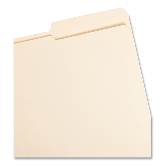 Smead Reinforced Guide Height File Folders, 2/5-Cut Tabs: Right Position, Letter Size, 0.75" Expansion, Manila, 100/Box (10386)