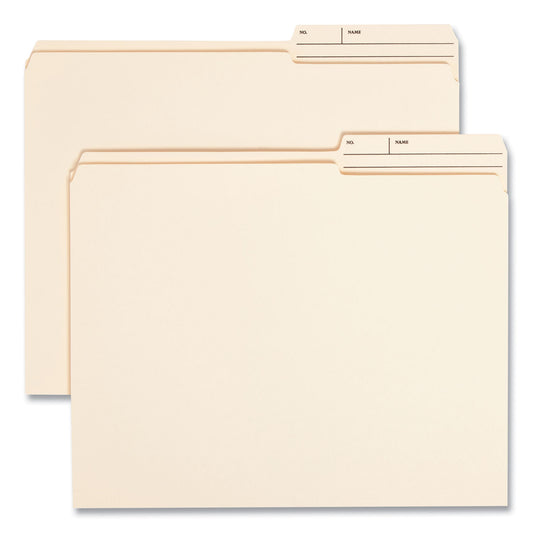 Smead Reinforced Guide Height File Folders, 2/5-Cut Printed Tabs: Right Position, Letter Size, 0.75" Expansion, Manila, 100/Box (10388)