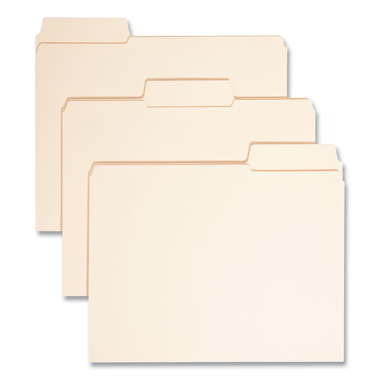Smead SuperTab Reinforced Guide Height Top Tab Folders, 1/3-Cut Tabs: Assorted, Letter Size, 0.75" Expansion, Manila, 100/Box (10395)