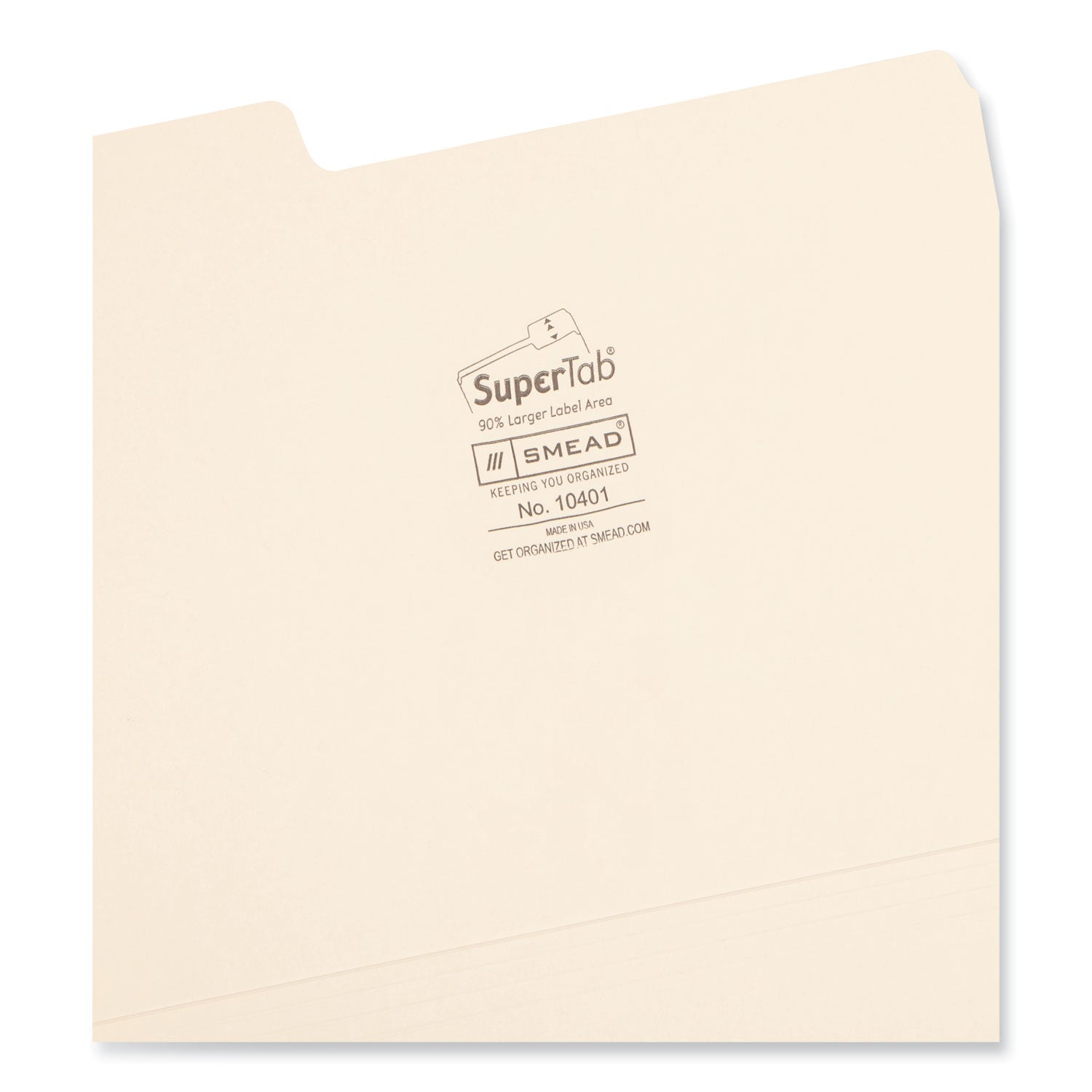 Smead SuperTab Top Tab File Folders, 1/3-Cut Tabs: Assorted, Letter Size, 0.75" Expansion, 14-pt Manila, 50/Box (10401)