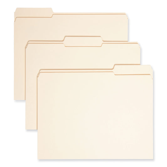 Smead Expandable Heavyweight File Folders, 1/3-Cut Tabs: Assorted, Letter Size, 1.5" Expansion, Manila, 50/Box (10405)