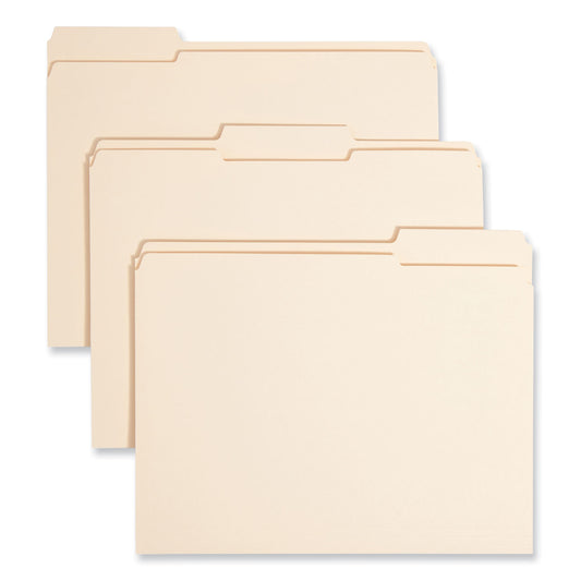 Smead Reinforced Tab Manila File Folders, 1/3-Cut Tabs: Assorted, Letter Size, 0.75" Expansion, 14-pt Manila, 100/Box (10434)