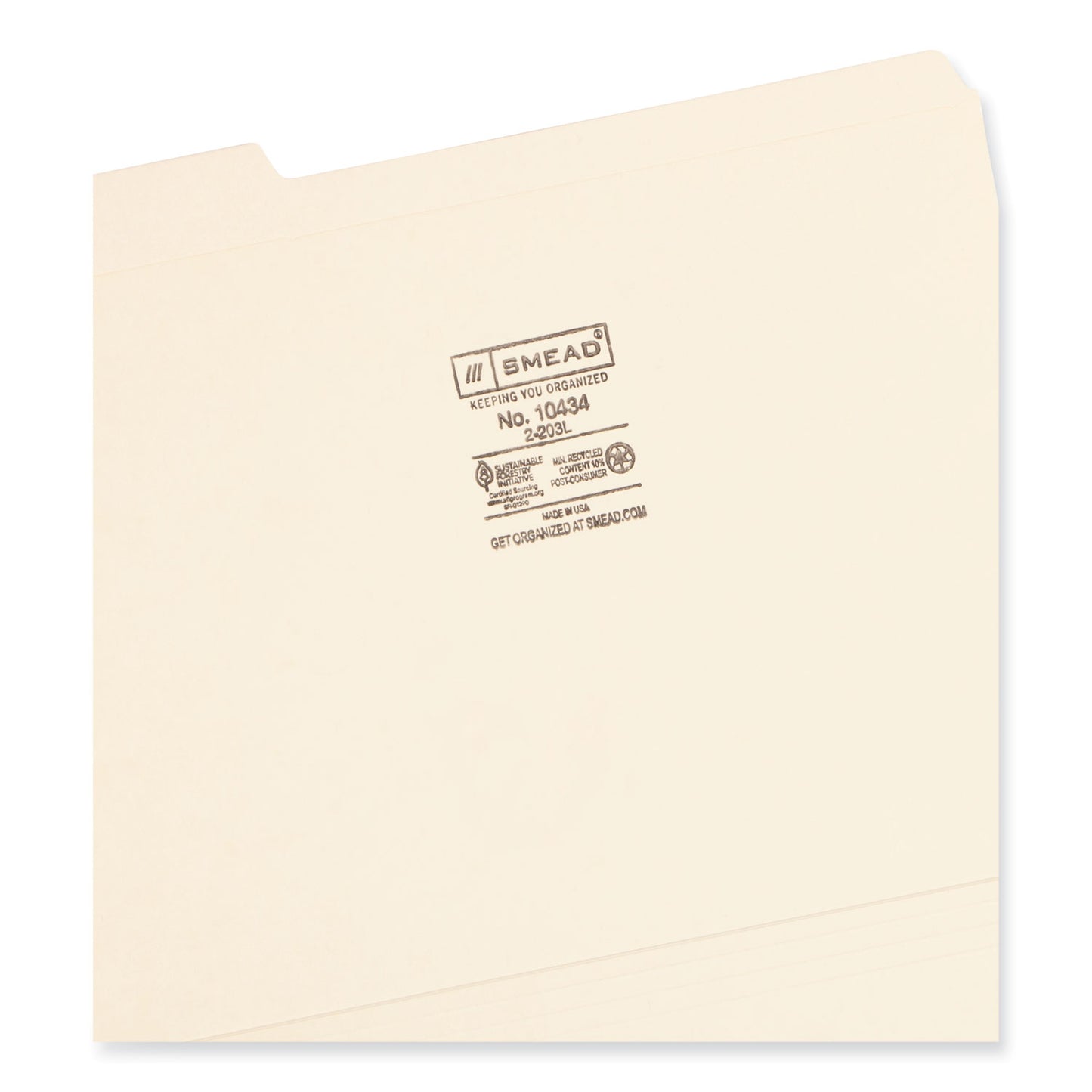 Smead Reinforced Tab Manila File Folders, 1/3-Cut Tabs: Assorted, Letter Size, 0.75" Expansion, 14-pt Manila, 100/Box (10434)
