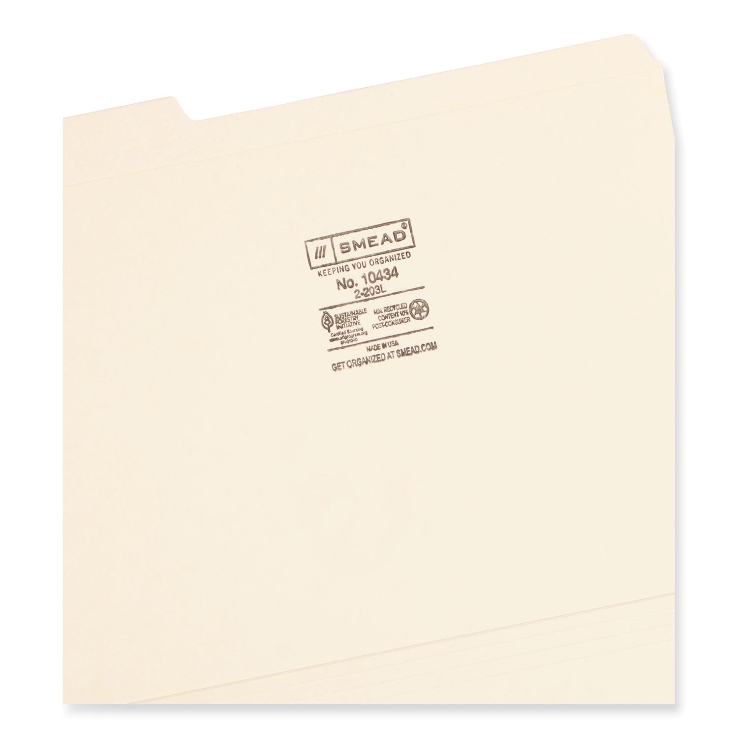 Smead Reinforced Tab Manila File Folders, 1/3-Cut Tabs: Assorted, Letter Size, 0.75" Expansion, 14-pt Manila, 100/Box (10434)