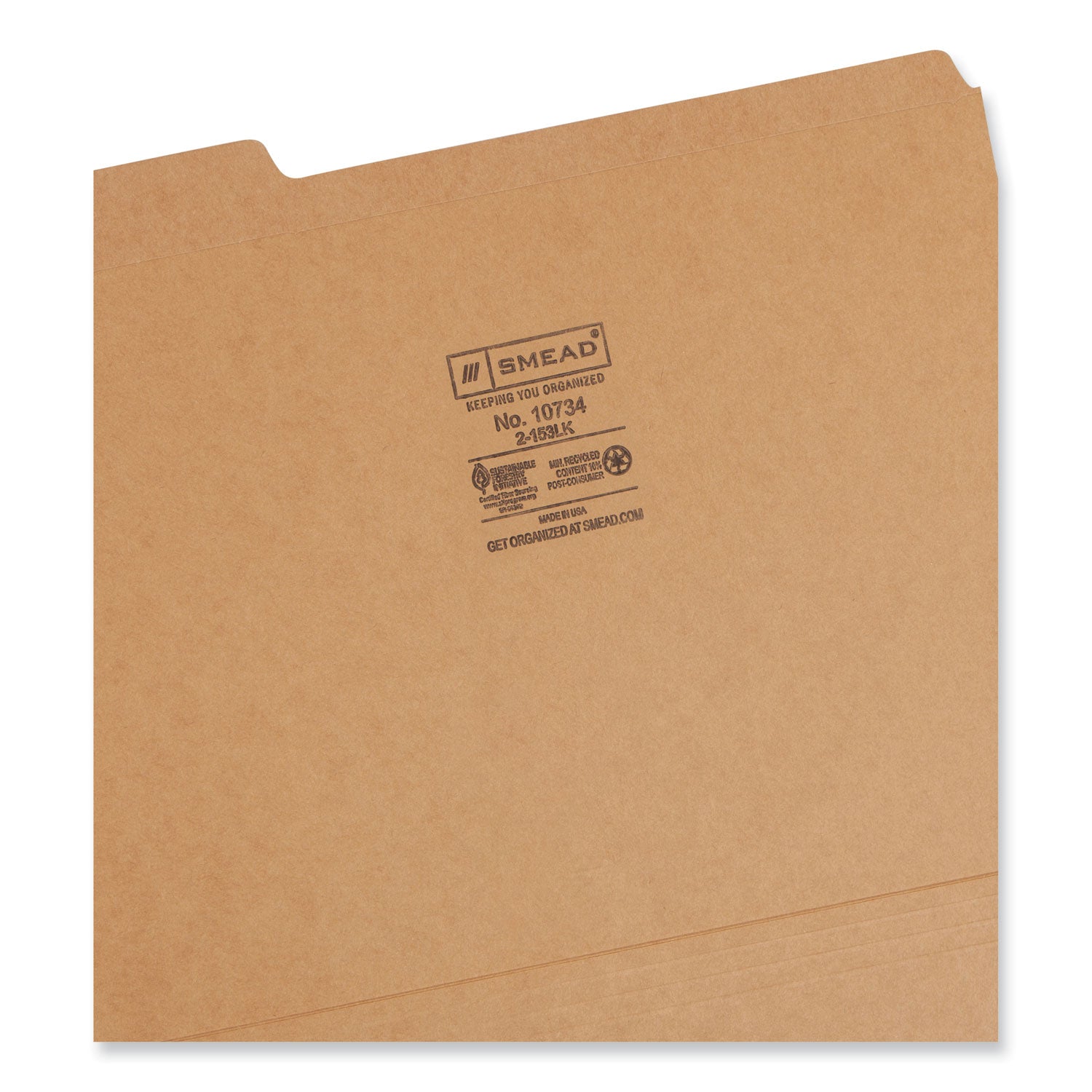 Smead Heavyweight Kraft File Folder, 1/3-Cut Tabs: Assorted, Letter Size, 0.75" Expansion, 11-pt Kraft, Brown, 100/Box (10734)