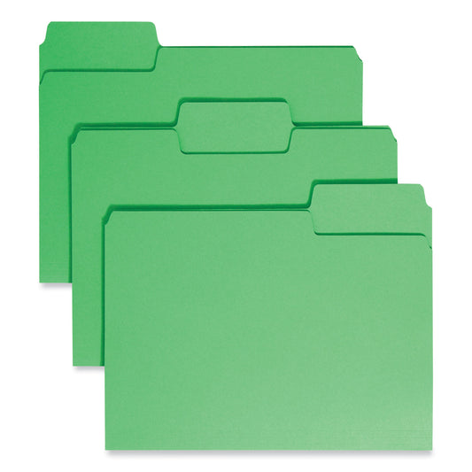 Smead SuperTab Colored File Folders, 1/3-Cut Tabs: Assorted, Letter Size, 0.75" Expansion, 11-pt Stock, Green, 100/Box (11985)