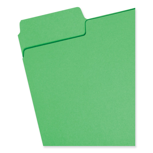 Smead SuperTab Colored File Folders, 1/3-Cut Tabs: Assorted, Letter Size, 0.75" Expansion, 11-pt Stock, Green, 100/Box (11985)