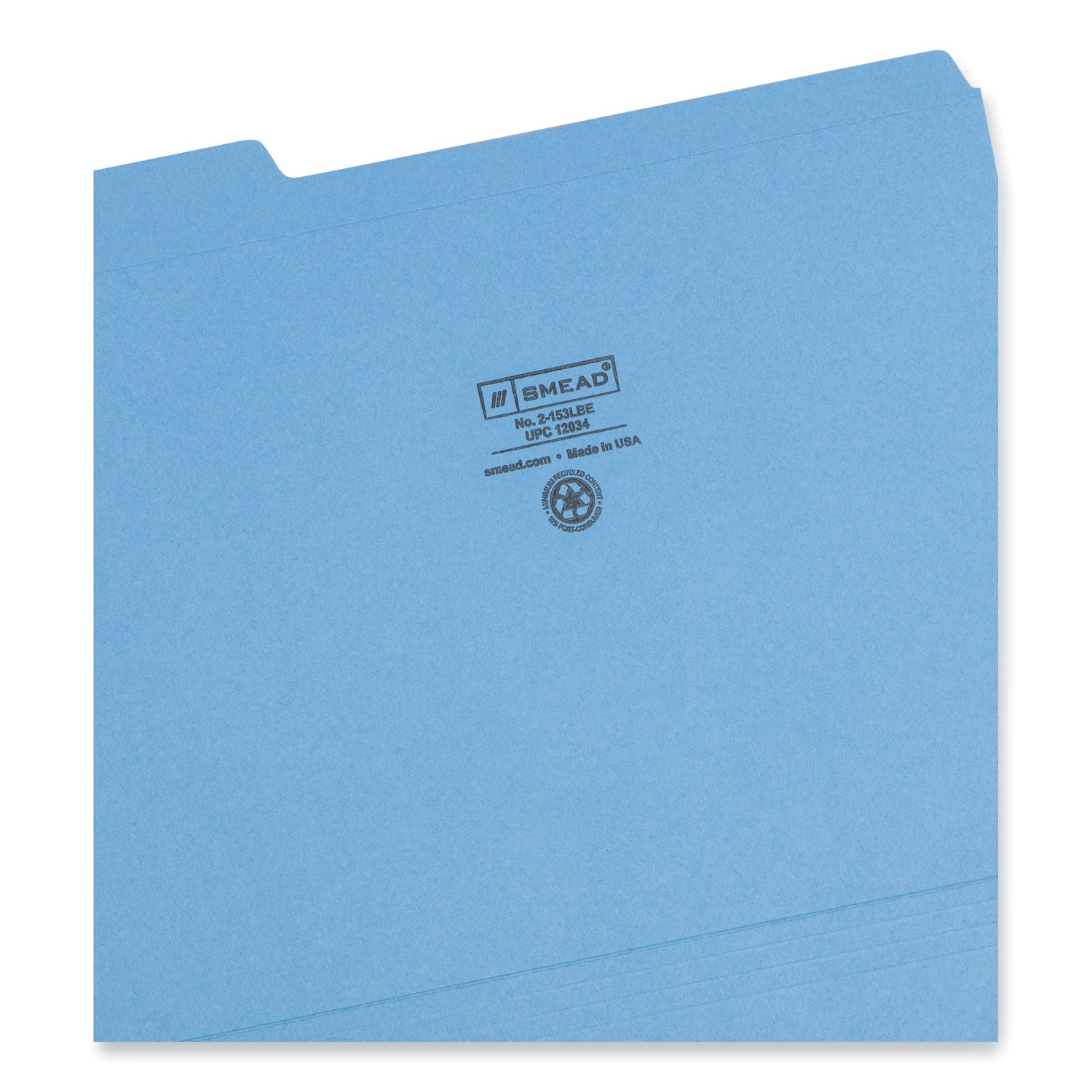 Smead Reinforced Top Tab Colored File Folders, 1/3-Cut Tabs: Assorted, Letter Size, 0.75" Expansion, Blue, 100/Box (12034)
