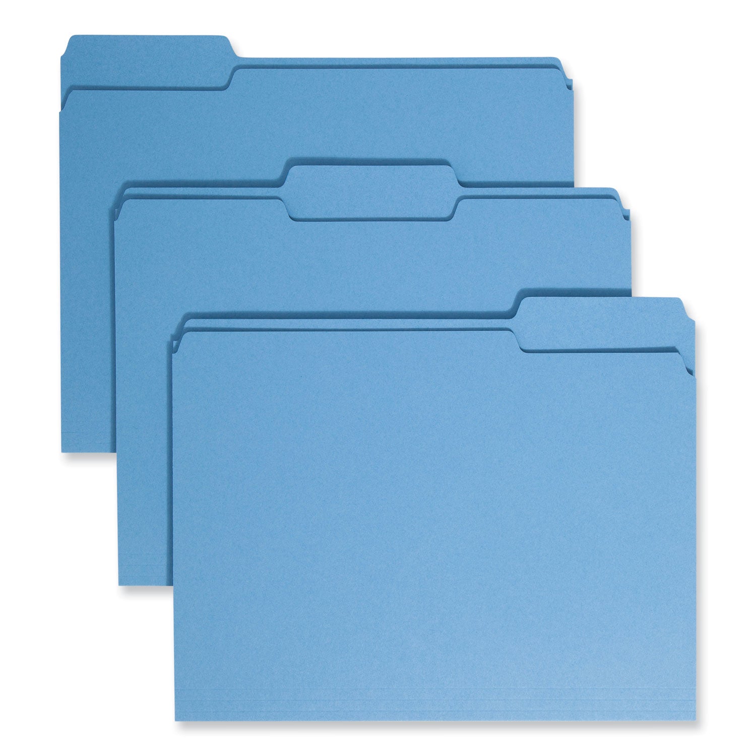 Smead Colored File Folders, 1/3-Cut Tabs: Assorted, Letter Size, 0.75" Expansion, Blue, 100/Box (12043)