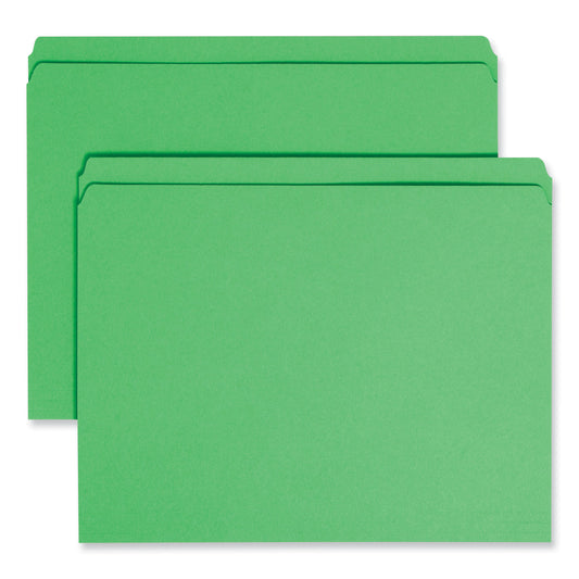 Smead Reinforced Top Tab Colored File Folders, Straight Tabs, Letter Size, 0.75" Expansion, Green, 100/Box (12110)