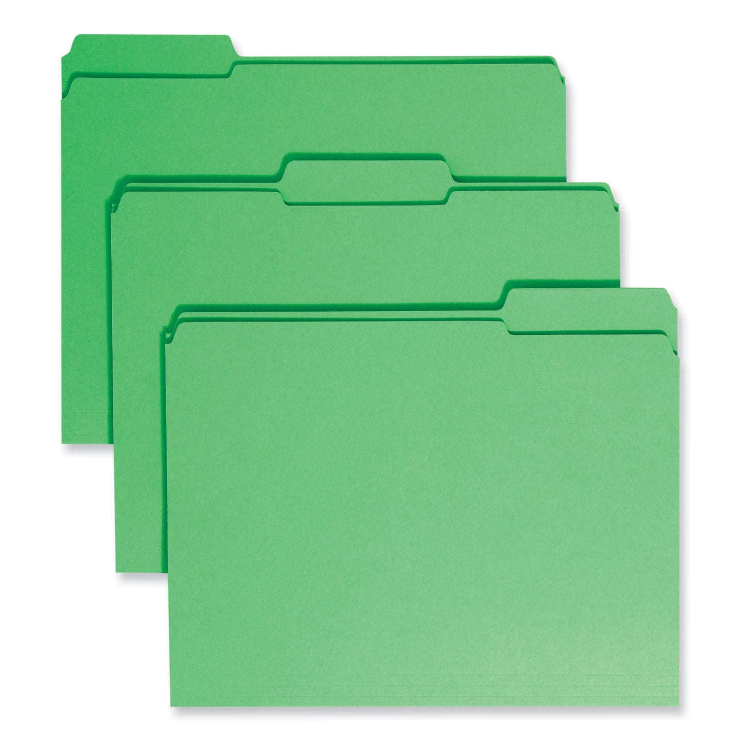Smead Reinforced Top Tab Colored File Folders, 1/3-Cut Tabs: Assorted, Letter Size, 0.75" Expansion, Green, 100/Box (12134)