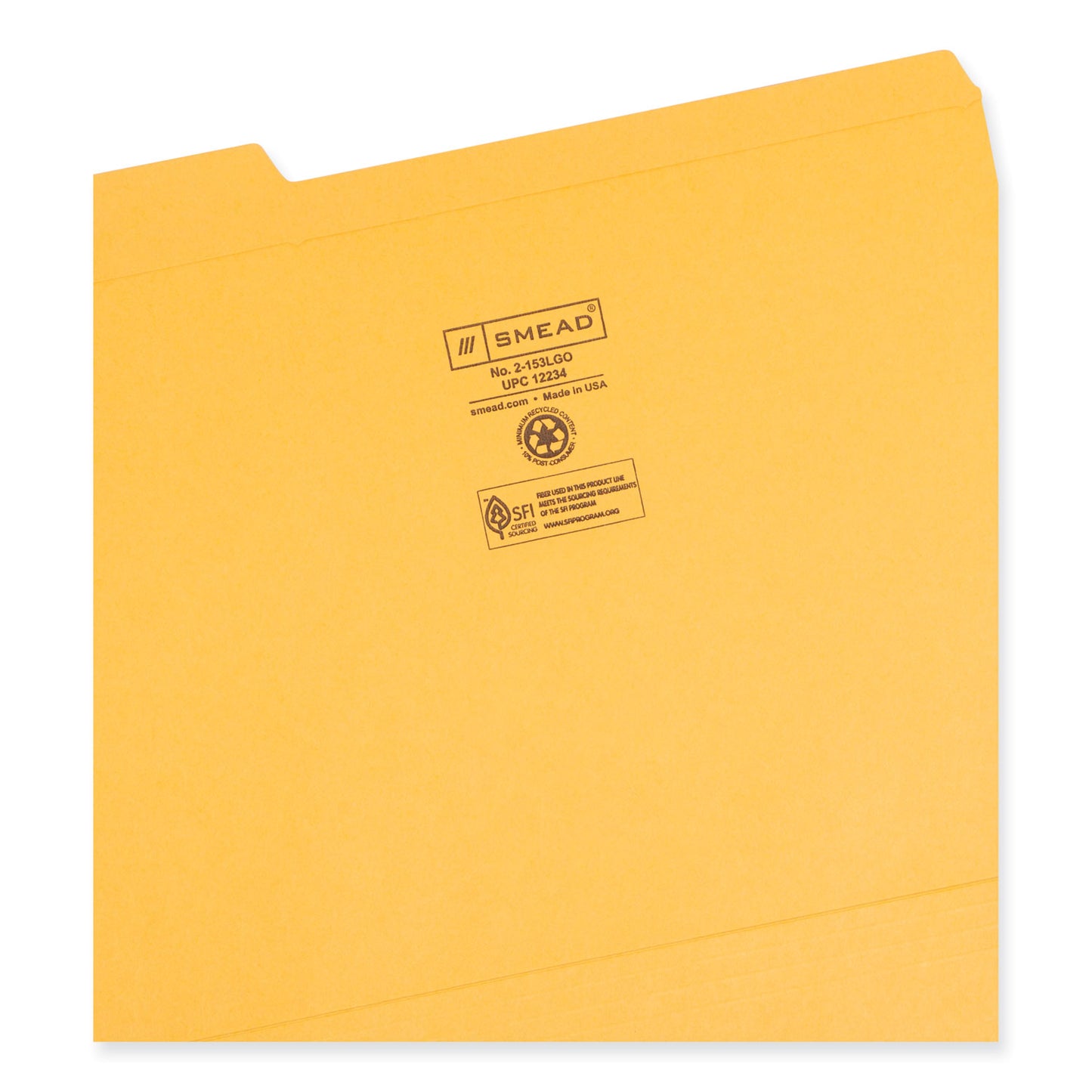 Smead Reinforced Top Tab Colored File Folders, 1/3-Cut Tabs: Assorted, Letter Size, 0.75" Expansion, Goldenrod, 100/Box (12234)