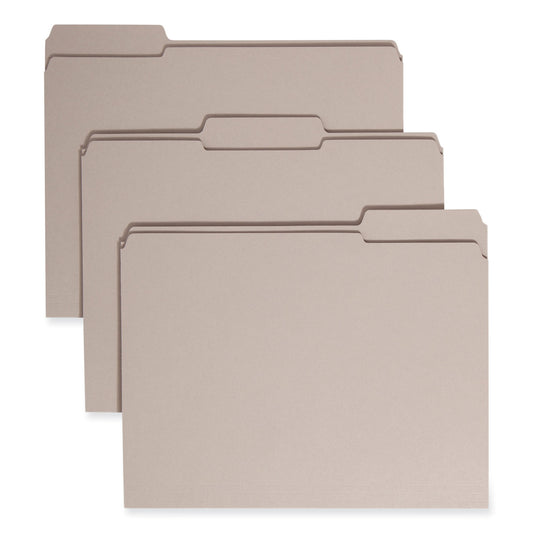 Smead Reinforced Top Tab Colored File Folders, 1/3-Cut Tabs: Assorted, Letter Size, 0.75" Expansion, Gray, 100/Box (12334)