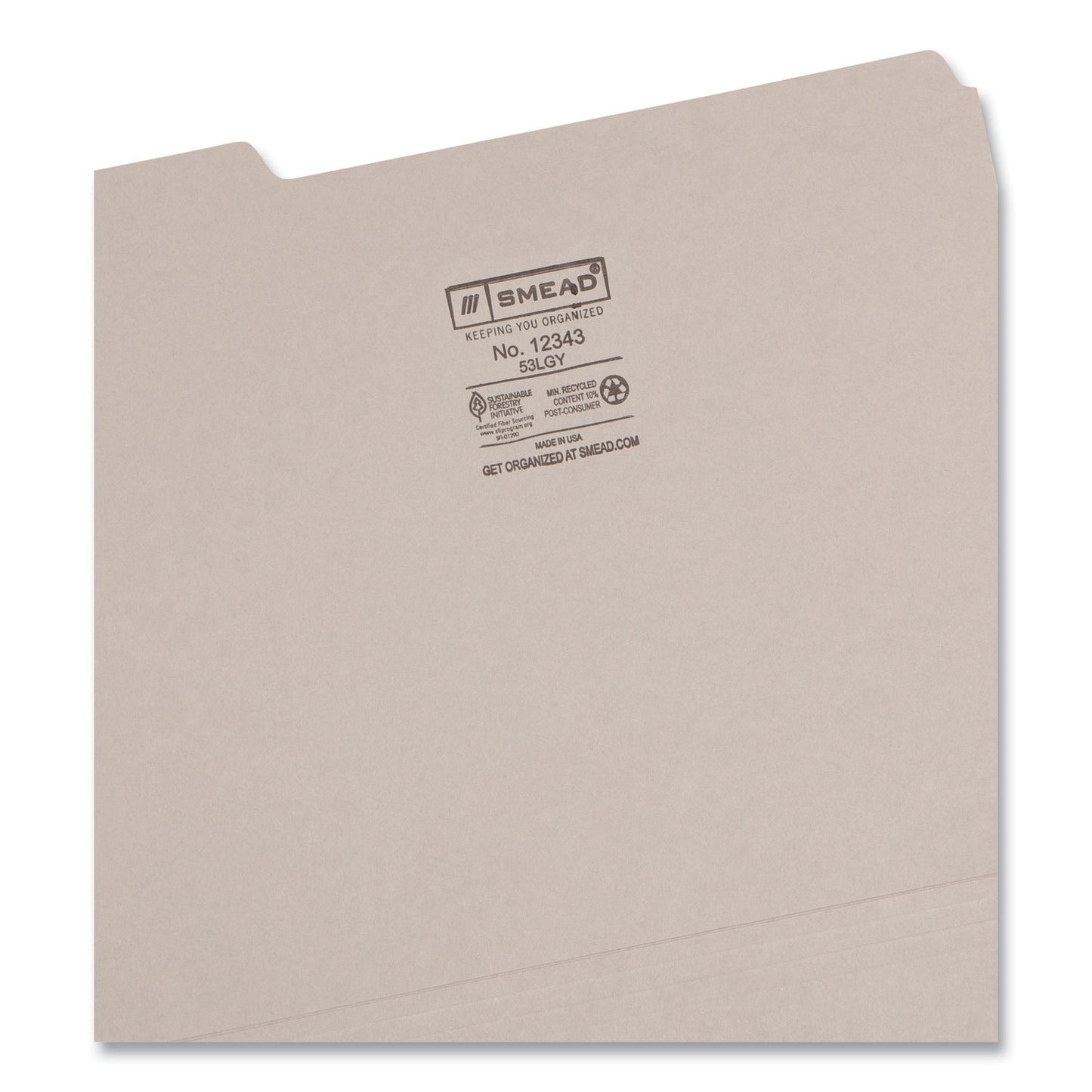 Smead Colored File Folders, 1/3-Cut Tabs: Assorted, Letter Size, 0.75" Expansion, Gray, 100/Box (12343)