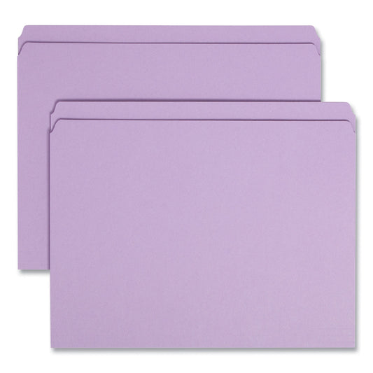 Smead Reinforced Top Tab Colored File Folders, Straight Tabs, Letter Size, 0.75" Expansion, Lavender, 100/Box (12410)