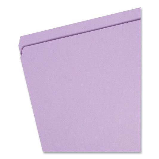 Smead Reinforced Top Tab Colored File Folders, Straight Tabs, Letter Size, 0.75" Expansion, Lavender, 100/Box (12410)