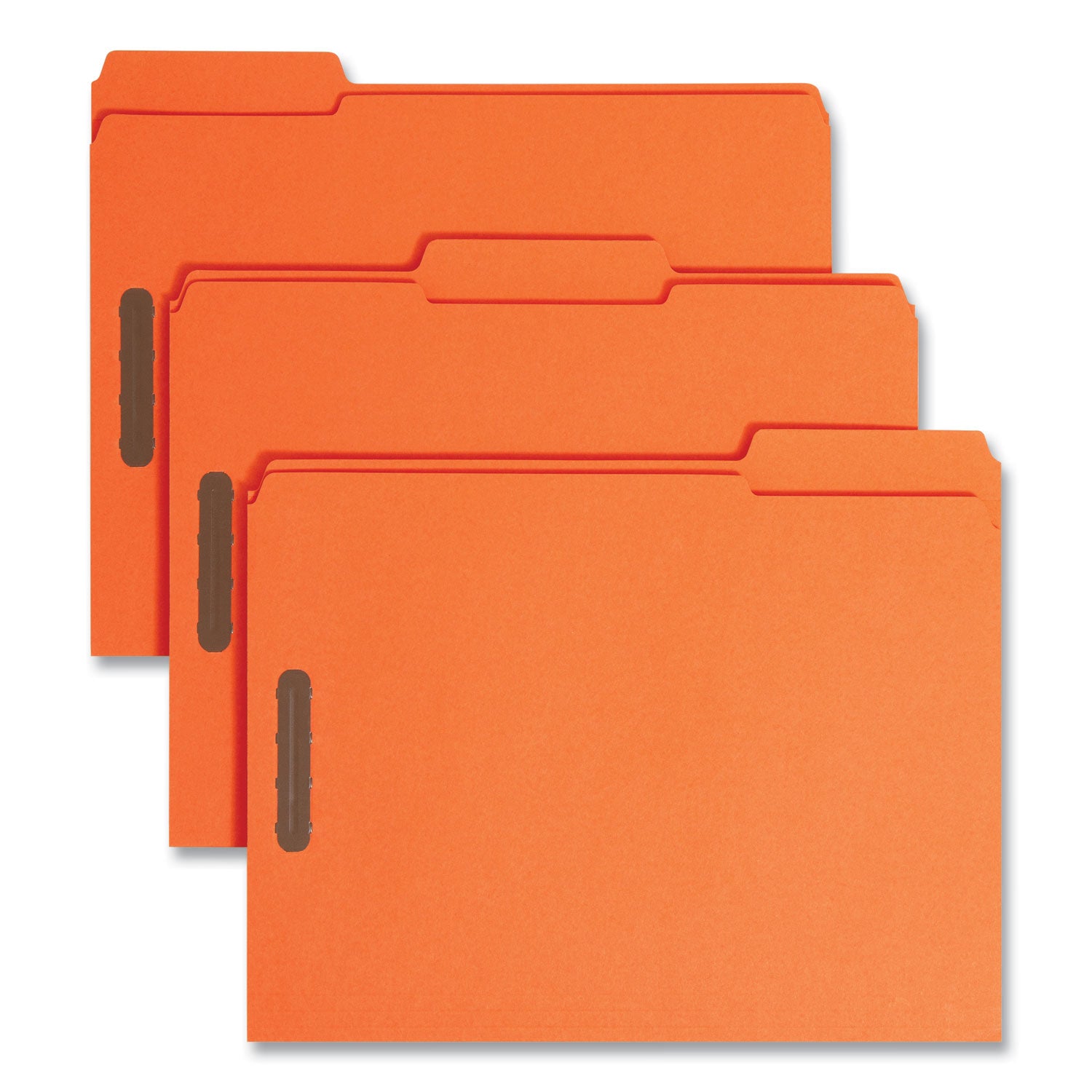 Smead Top Tab Colored Fastener Folders, 0.75" Expansion, 2 Fasteners, Letter Size, Orange Exterior, 50/Box (12540)
