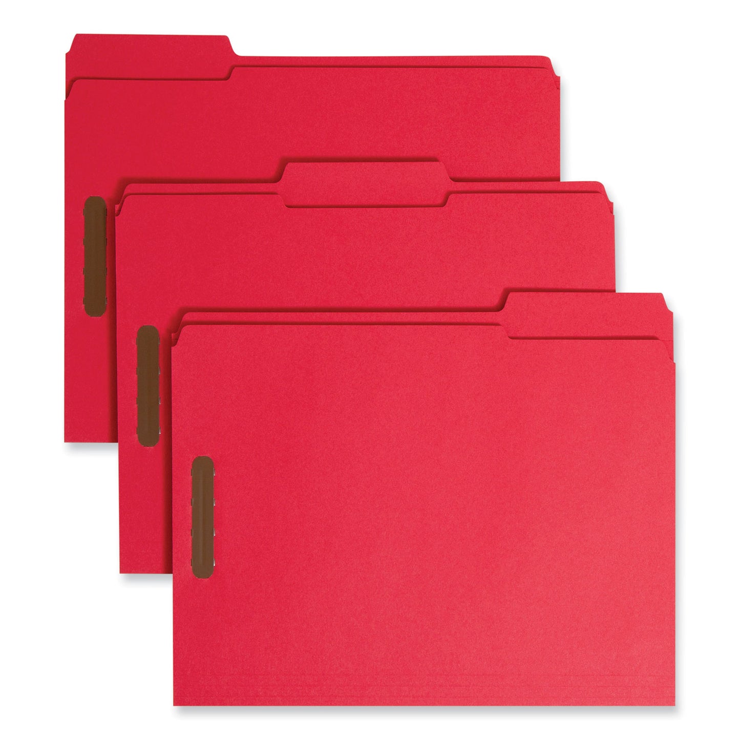 Smead Top Tab Colored Fastener Folders, 0.75" Expansion, 2 Fasteners, Letter Size, Red Exterior, 50/Box (12740)