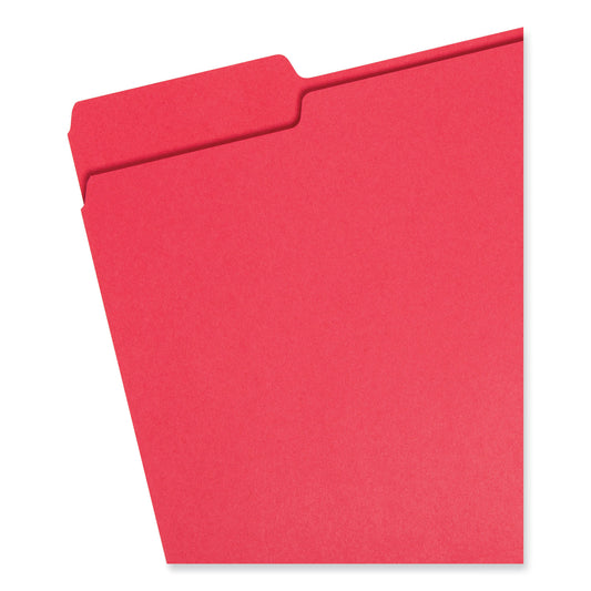 Smead Colored File Folders, 1/3-Cut Tabs: Assorted, Letter Size, 0.75" Expansion, Red, 100/Box (12743)