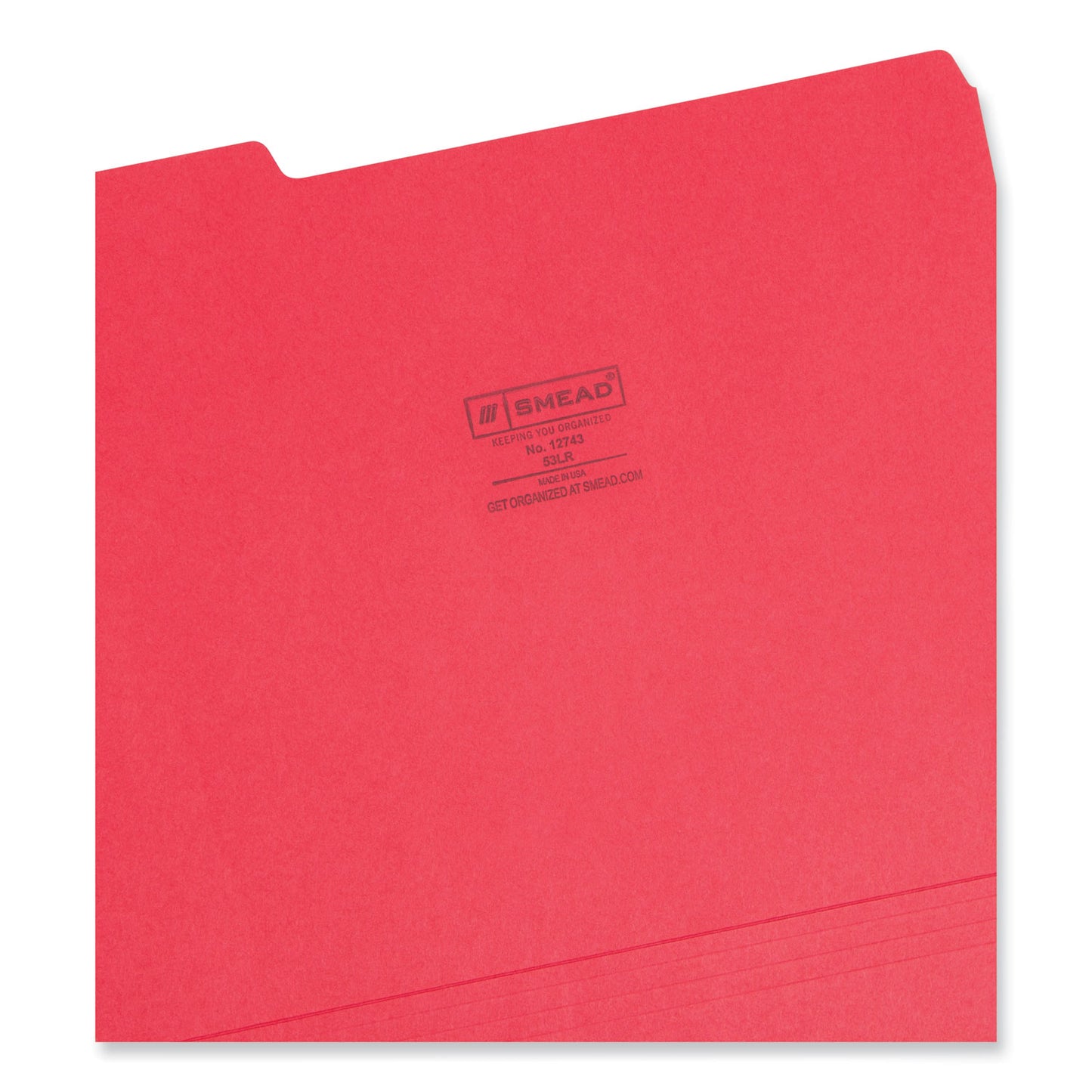 Smead Colored File Folders, 1/3-Cut Tabs: Assorted, Letter Size, 0.75" Expansion, Red, 100/Box (12743)
