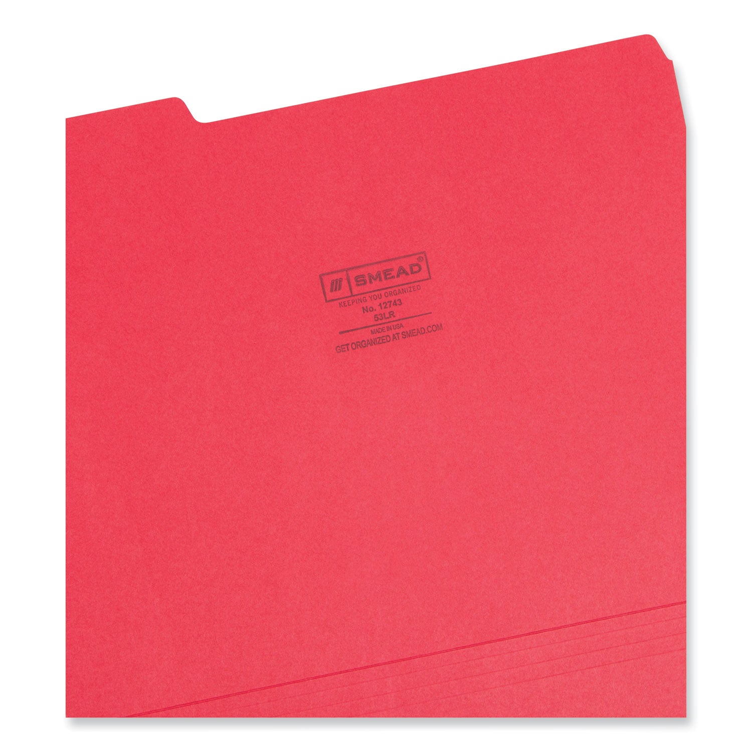 Smead Colored File Folders, 1/3-Cut Tabs: Assorted, Letter Size, 0.75" Expansion, Red, 100/Box (12743)