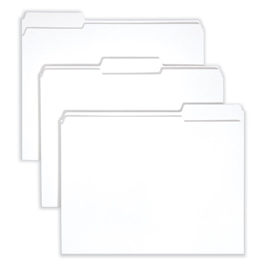 Smead Reinforced Top Tab Colored File Folders, 1/3-Cut Tabs: Assorted, Letter Size, 0.75" Expansion, White, 100/Box (12834)