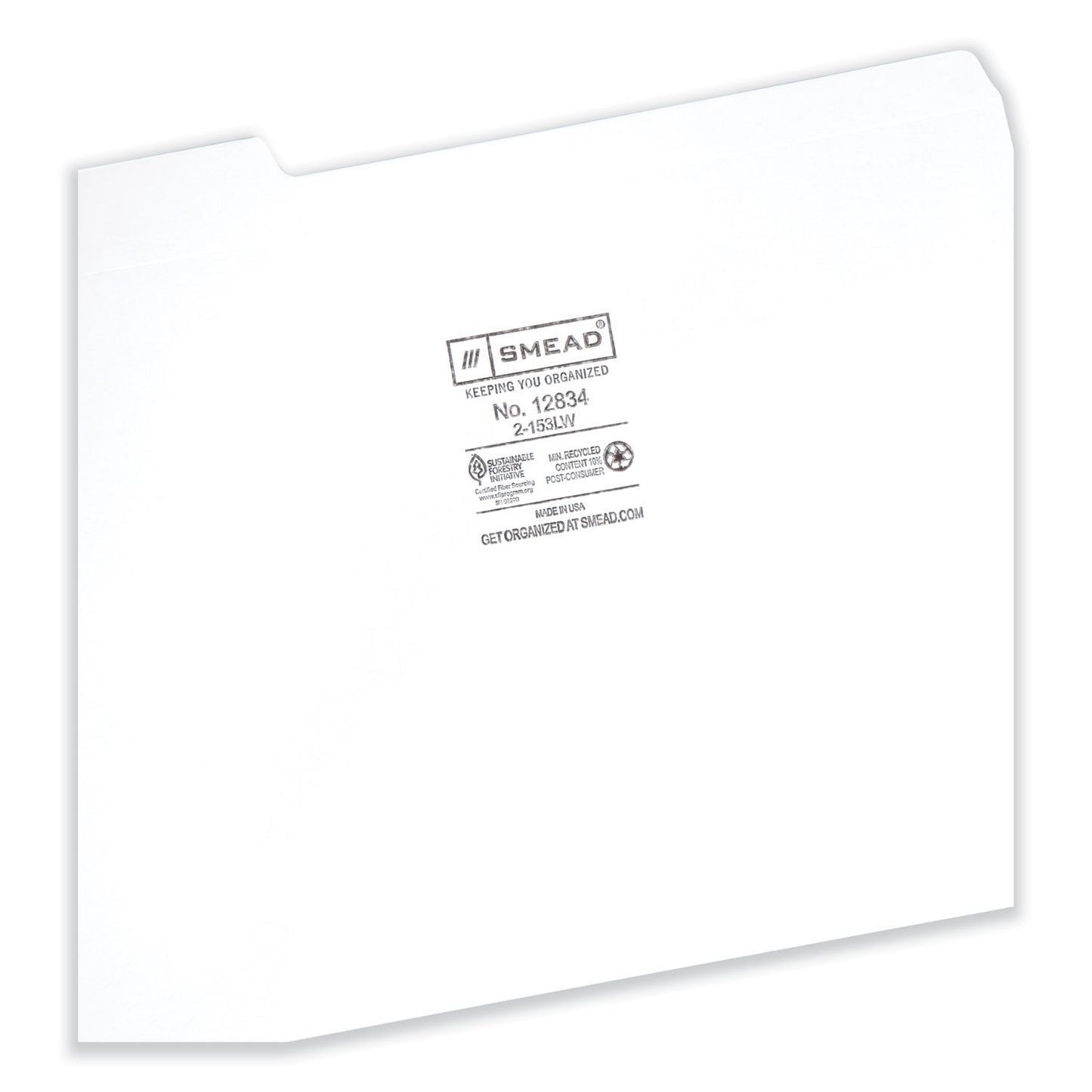 Smead Reinforced Top Tab Colored File Folders, 1/3-Cut Tabs: Assorted, Letter Size, 0.75" Expansion, White, 100/Box (12834)