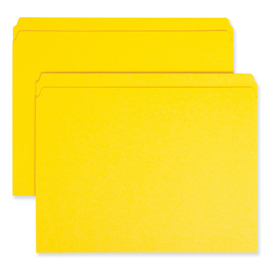 Smead Reinforced Top Tab Colored File Folders, Straight Tabs, Letter Size, 0.75" Expansion, Yellow, 100/Box (12910)