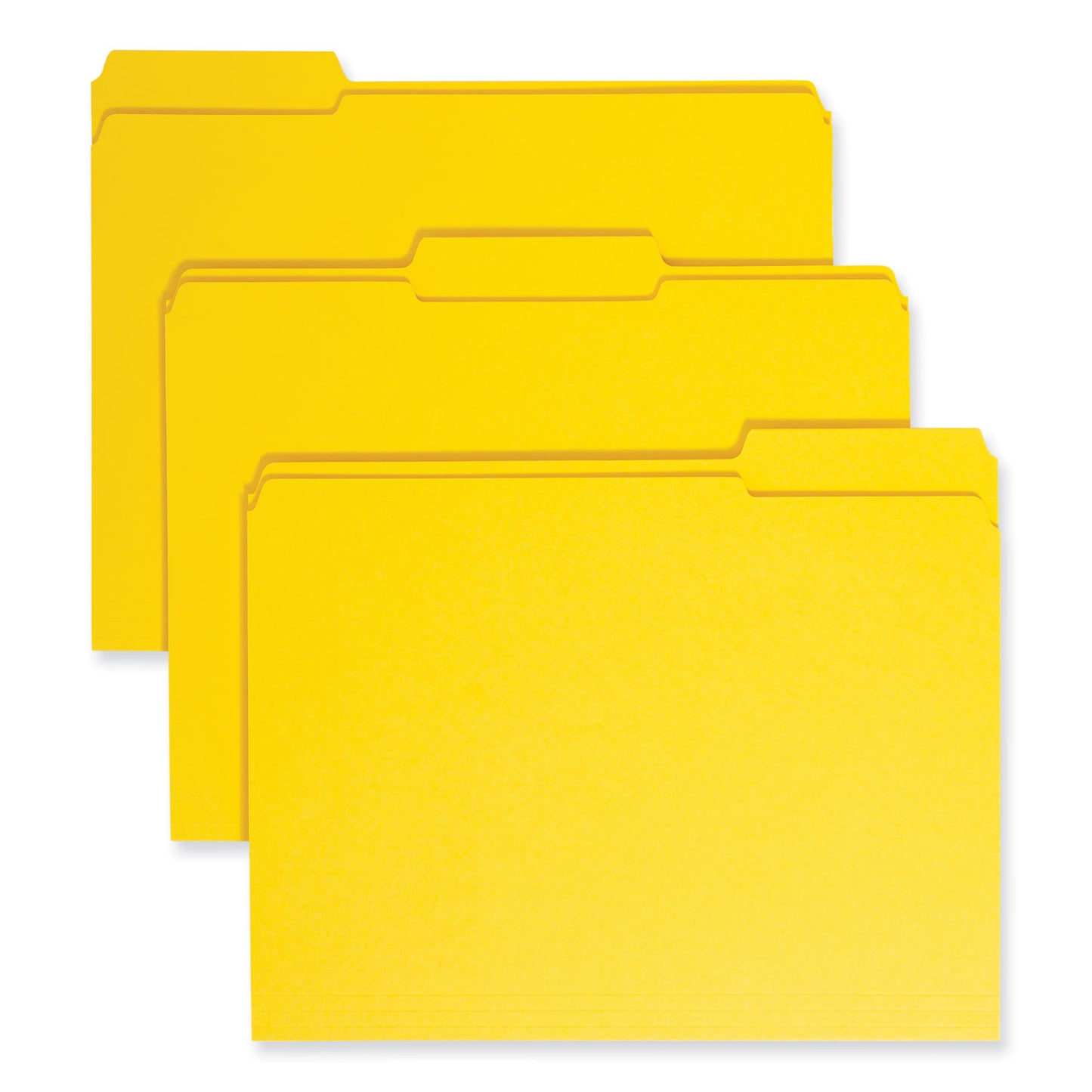 Smead Reinforced Top Tab Colored File Folders, 1/3-Cut Tabs: Assorted, Letter Size, 0.75" Expansion, Yellow, 100/Box (12934)